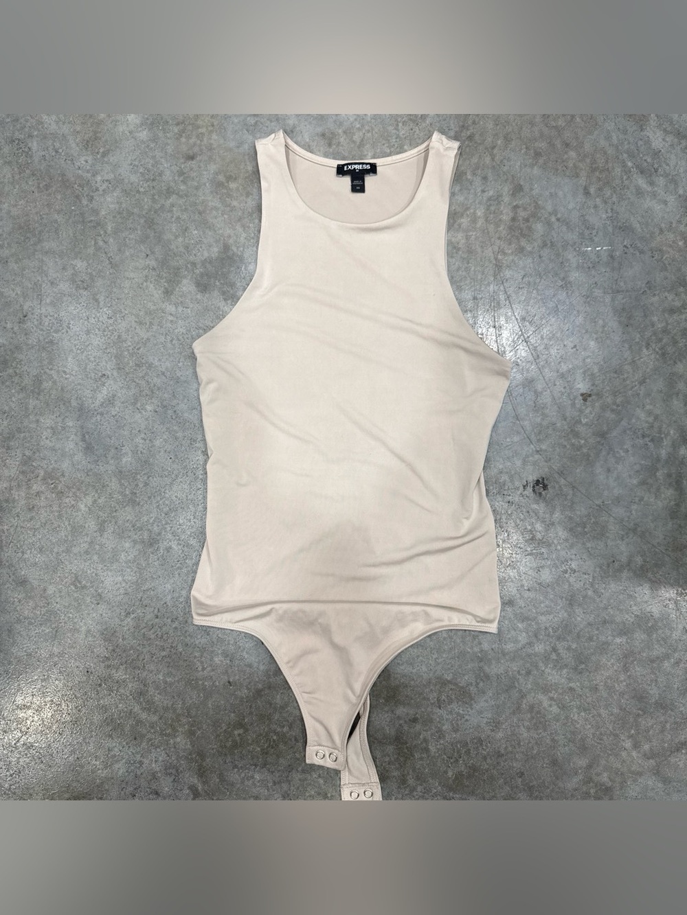 Express Cream High-Neck Sleeveless Bodysuit